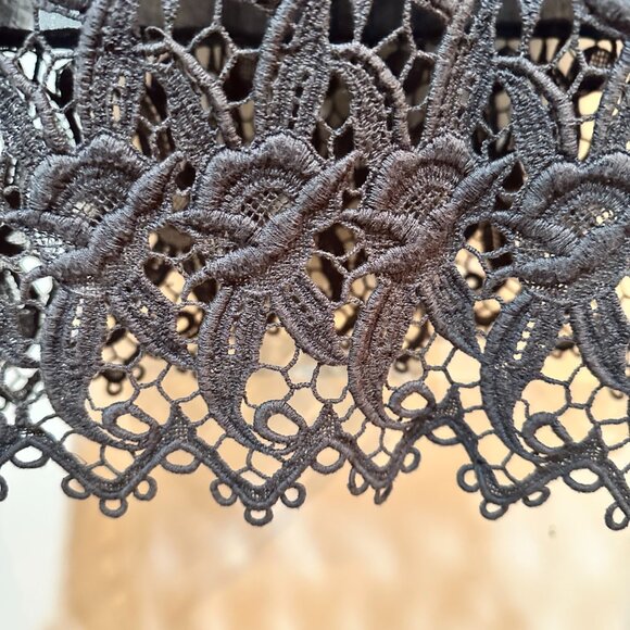 Free People Linen/Cotton Charcoal Gray Dress w/Embroidered Trim Size L - Picture 10 of 16